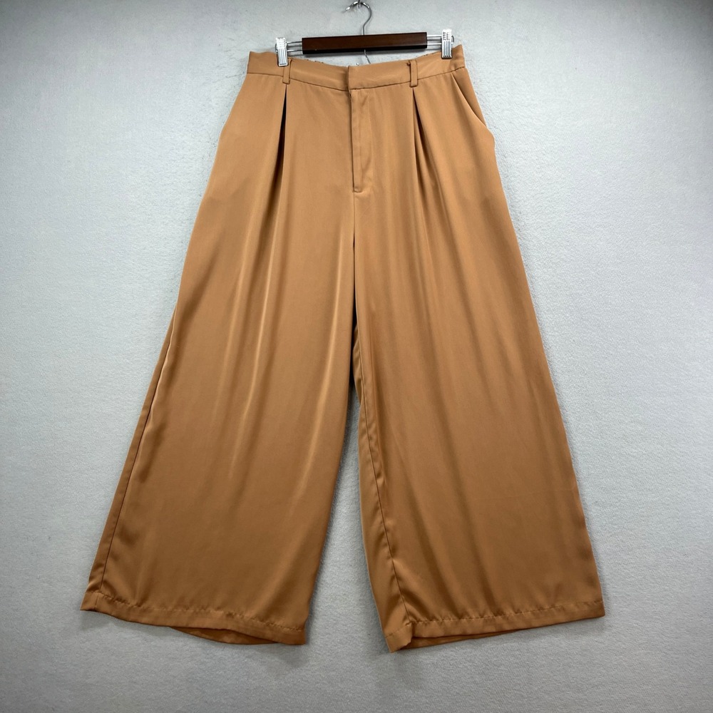 Tronjori Wide Leg Pants Womens XL Baggy Pleated High Rise Flowy Chic Trousers